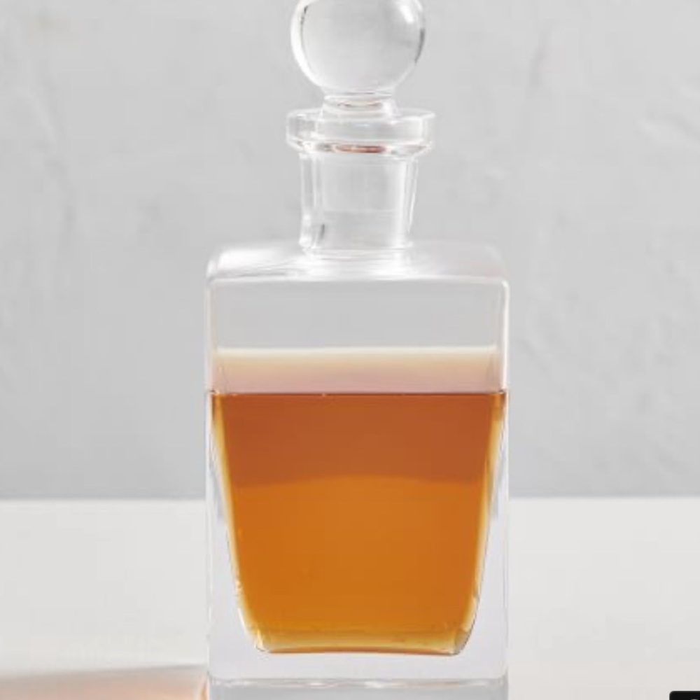 Pottery Barn Square Hand-Blown Glass Decanter EUC